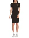 Versace Jeans Couture Women's Logo Stretch Cotton T-shirt Dress In Black Gold