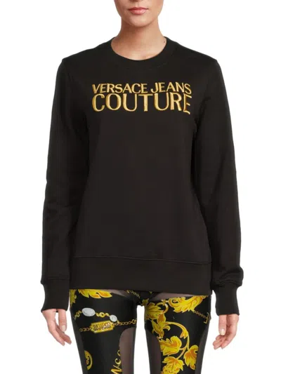 Versace Jeans Couture Laminated Logo Sweatshirt In Black