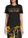 Versace Jeans Couture Ribbed Collar Crew-neck T-shirt In Cotton In Black Gold
