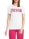 Versace Jeans Couture Glittered-logo Cotton T-shirt In White