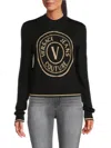 Versace Jeans Couture V-emblem Wool Jumper In Black Gold