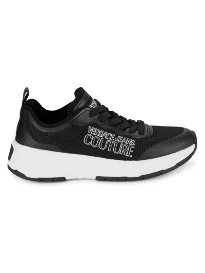 Versace Jeans Couture Women's Mesh Logo Running Sneakers In Black
