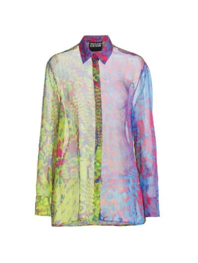 Versace Jeans Couture Women's Printed Button-front Shirt In Acid
