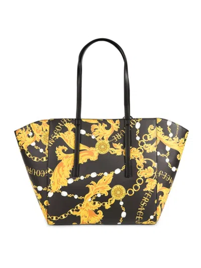 Versace Jeans Couture Chain Couture Tote Bag In Black Gold