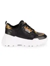 Versace Jeans Couture Logo-patch Glitter-detailing Sneakers In Black