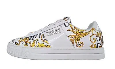 Pre-owned Versace Jeans Couture Women's Shoes Sneakers In Leather 74va3ska Court White