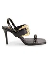Versace Jeans Couture Open Sandals With Gold Buckle In Black