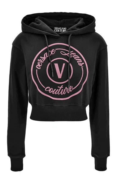 Versace Jeans Couture Womens Sweater With Hoodie In Black