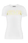 Versace Jeans Couture Metallic Logo Crew Neck T-shirt In White