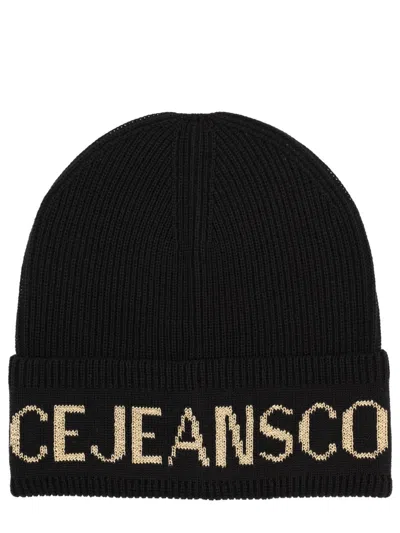 Versace Jeans Couture Wool And Acrylic Beanie In Black