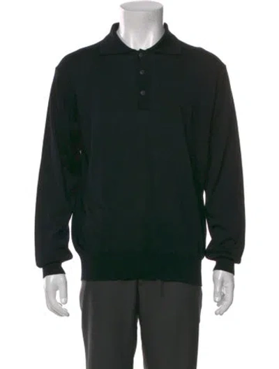 Pre-owned Versace Jeans Couture Wool Collar Polo Sweater In Black