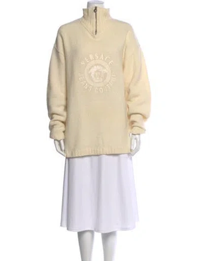 Pre-owned Versace Jeans Couture Wool Mock Neck Sweater In Neutral