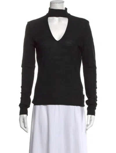 Pre-owned Versace Jeans Couture Wool V-neck Top In Black