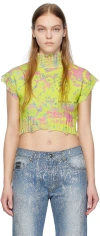 Versace Jeans Couture Animalier-print Knitted Top In E609 Acid Yellow