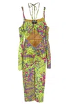 Versace Jeans Couture Abstract-print Off-shoulder Midi Dress In Yellow