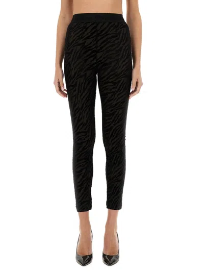 Versace Jeans Couture Zebra Print Leggings In Black