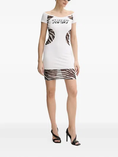 Versace Jeans Couture Zebra-print Mesh Insert Dress In Multi