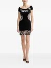 Versace Jeans Couture Zebra-print Mini Dress In Black