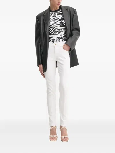 Versace Jeans Couture Zebra-print Short-sleeved Top In White