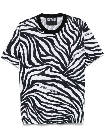 Versace Jeans Couture Zebra-print T-shirt In Black