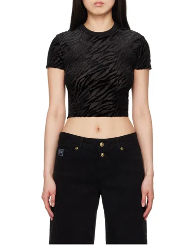 Versace Jeans Couture Zebra Printed Crewneck T-shirt In Black