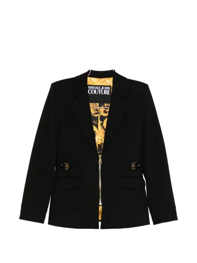 Versace Jeans Couture Zip Blazer In Black