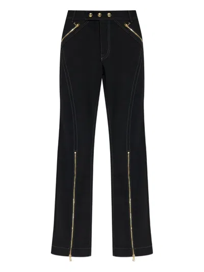 Versace Jeans Couture Zip-detail Topstitched Denim Jeans In Black