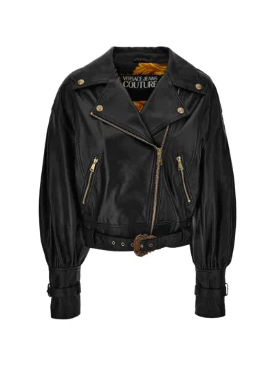 Versace Jeans Couture Zip-pocket Biker Jacket In Black