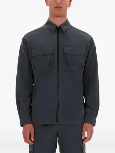 Versace Jeans Couture Grey Full-zip Zippered Shirt In Black