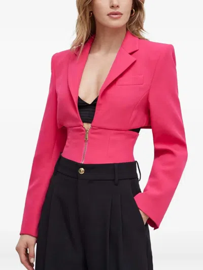 Versace Jeans Couture Zip-up Cropped Jacket In Pink