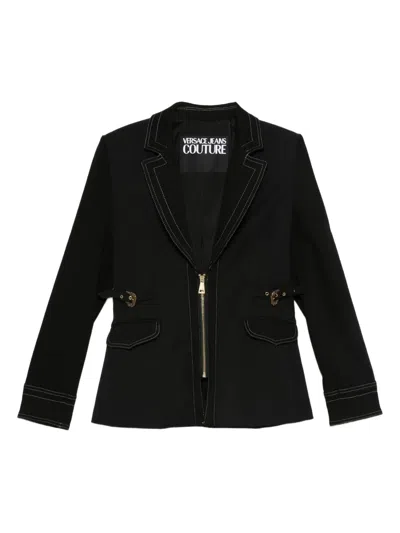 Versace Jeans Couture Zip-up Fitted Jacket In Black