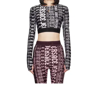 Versace Jeans Crew Neck Long Sleeve T-shirt In Black
