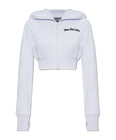 Versace Jeans Cropped Hoodie In White