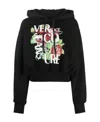 Versace Jeans Cropped Logo-print Cotton Hoodie In Black