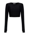 Versace Jeans Crystal-embellished Crop Top In Black
