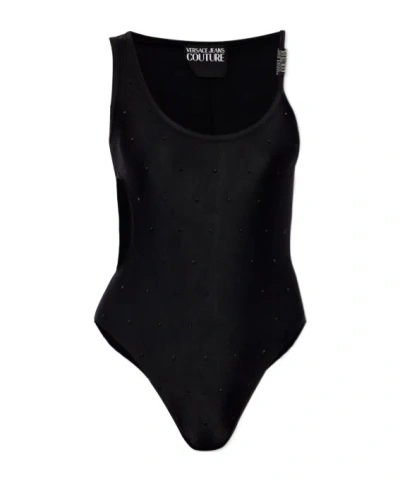 Versace Jeans Crystal-embellished Halterneck Body In Black