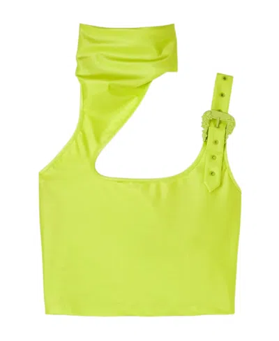 Versace Jeans Cut-out Cropped Top In Yellow
