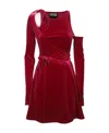 Versace Jeans Cut-out Velvet Dress In Red