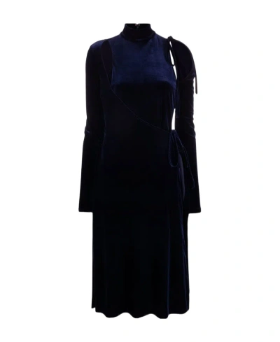 Versace Jeans Cut-out Velvet Wrap Dress In Black
