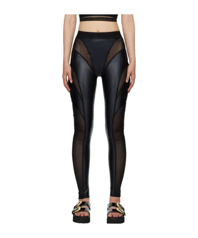 Versace Jeans Cutout Tape Stitching Design Leggings In Black
