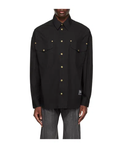 Versace Jeans Decorated Long-sleeved Shirt In Black