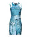 Versace Jeans Sleeveless Short Dress In Blue