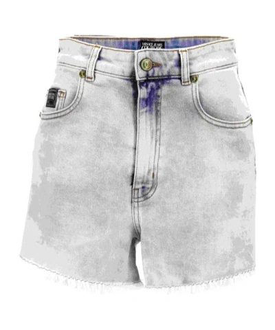 Versace Jeans Denim Shorts With Belt Loops In Gray