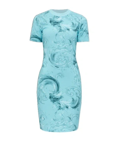 Versace Jeans Dress 80hao939 Js553-203 In Blue