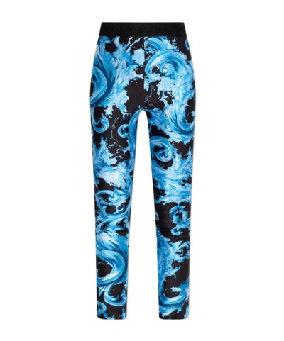 Versace Jeans Elastic Waist Leggings In Blue