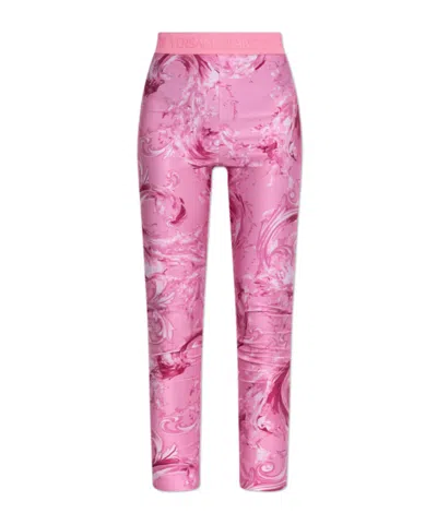 Versace Jeans Elastic Waist Leggings In Pink