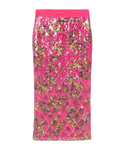 Versace Jeans Elastic Waist Skirt In Pink