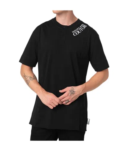 Versace Jeans Embroidered Logo Details T-shirt In Black