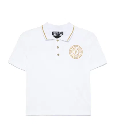 Versace Jeans Embroidered-logo Polo Top In White