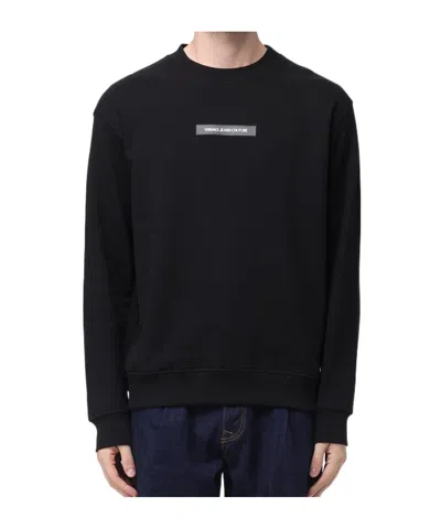 Versace Jeans Embroidered-logo Sweatshirt In Black